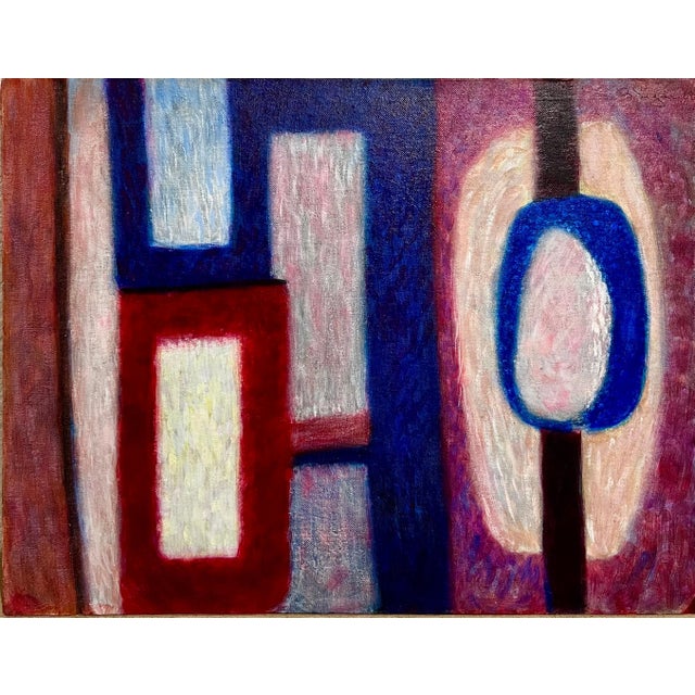Bernard Segal, Mod Abstract Expressionist Oil Painting Bernard Segal New Hope PA Modernist Art, 1969 For Sale