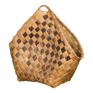 Antique Hand Woven Rustic Karagumoy Filipino Two Toned Grain Basket