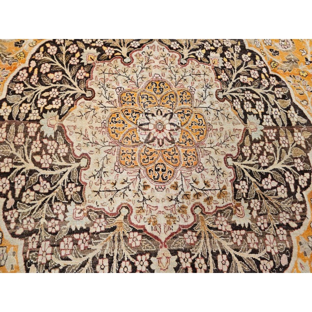 Antique Persian Tabriz Rug, Hand-Knotted Wool, Haji Jalili Style Floral Pattern, Coral & Brown, 11x14 For Sale - Image 10 of 13