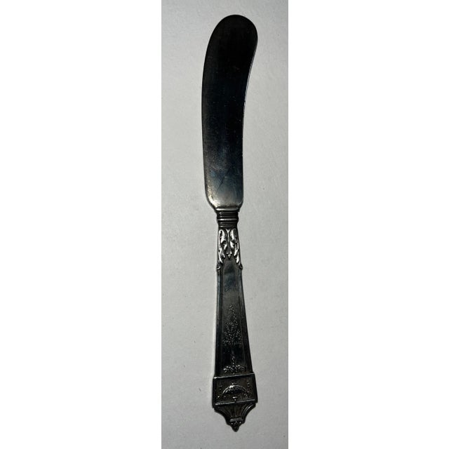 Boho Chic Vintage Ornate Handle Small Silver Butter Knife For Sale - Image 3 of 9