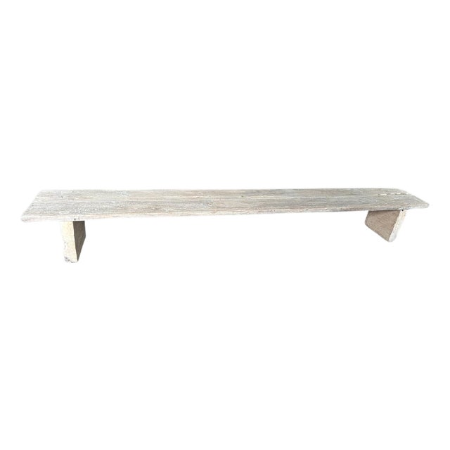 Andrianna Shamaris Minimalist Wabi Sabi Teak Wood Long Bench For Sale
