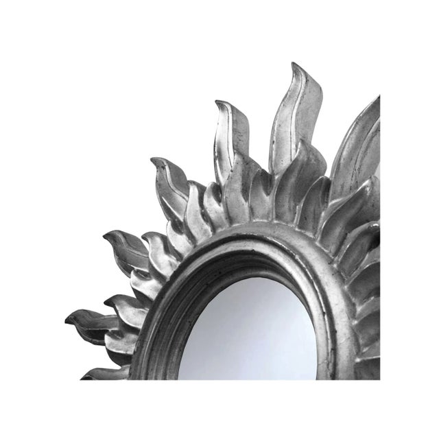 1960s Mid-Century French Silver Wood Sun Mirror, 1960 For Sale - Image 5 of 6