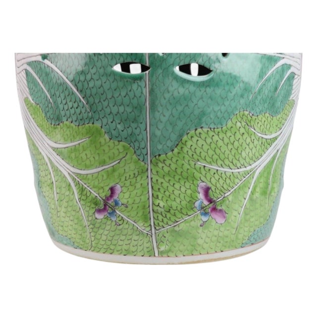 Limited Edition Hand-Painted Jingdezhen Porcelain Garden Stool – Bok Choy “Shou” Longevity Pattern For Sale