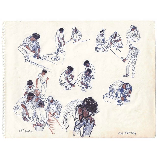 Drawing by English artist Ivy Attwell (1895-1985). Attwell traveled extensively all over the world and recorded her...