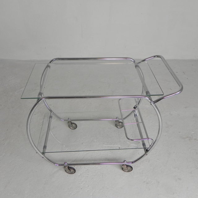 Art Deco Chrome Serving Cart, 1950s For Sale - Image 3 of 18