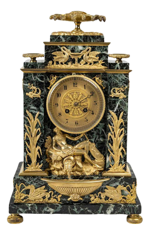 Marble and Gilt Bronze Clock with Mythological Decor