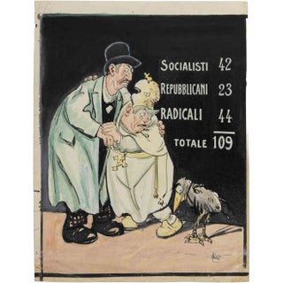 Gabriele Galantara, Socialists, Republicans, Radicals, Mixed Media on Paper, Early 20th Century For Sale