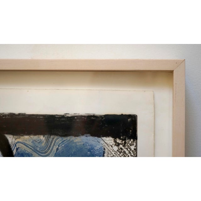 Blue 1990 Modern Blue Mixed Media Collage Framed, Signed Cleveland For Sale - Image 8 of 10