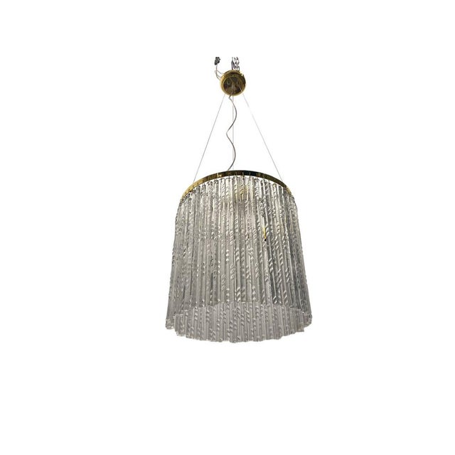 Murano Glass Rod Brass Light Pendant, 1980s For Sale - Image 12 of 12