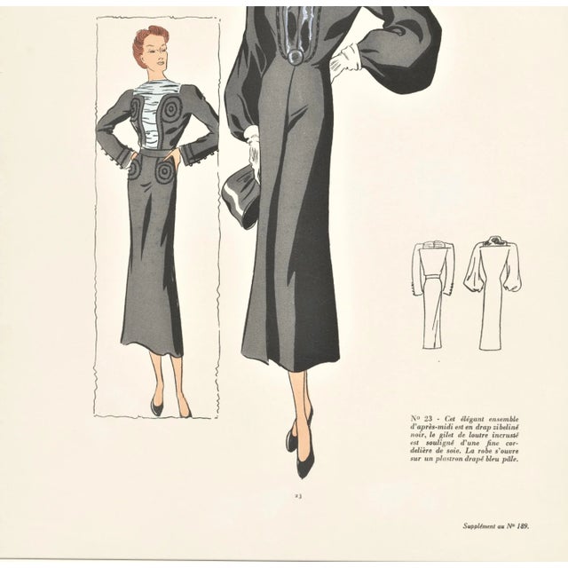 Art Deco Vintage Art Deco French Fashion Print For Sale - Image 3 of 3