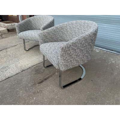 Pair of Barrel Lounge Chairs Attributed to Pace Furniture, Chrome Bases, 1968 For Sale - Image 12 of 17