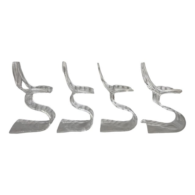 Sculptural Acrylic Glass Chairs from Michel Dumas, Set of 4 For Sale