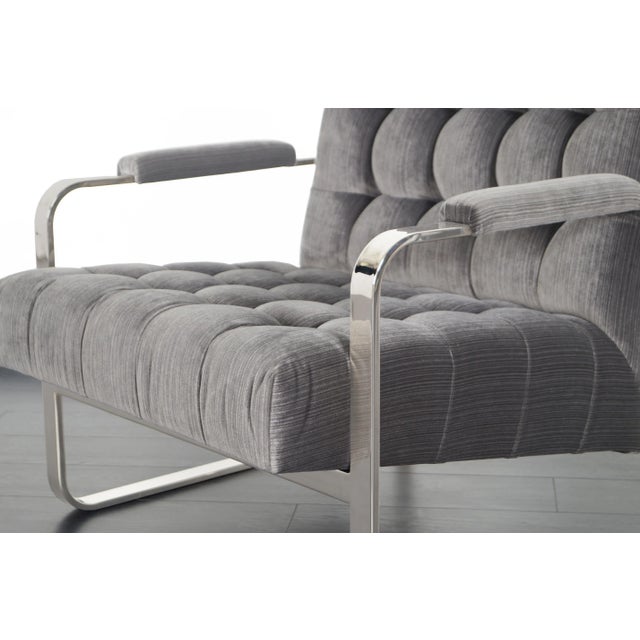 Gray Mid-Century Modern Velvet Lounge Chairs Attributed to Milo Baughman For Sale - Image 8 of 11