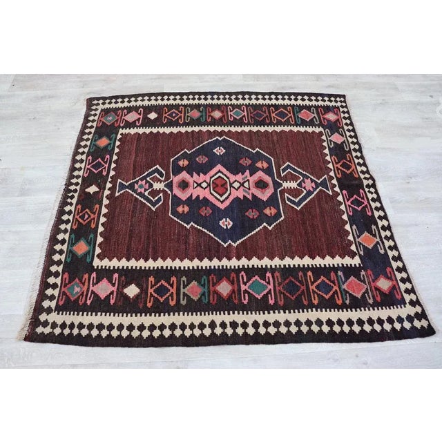 Vintage Handwoven Sofreh Kilim, 1920s For Sale - Image 3 of 11