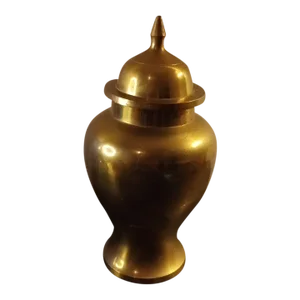 1980s Brass Lidded Urn Vase
