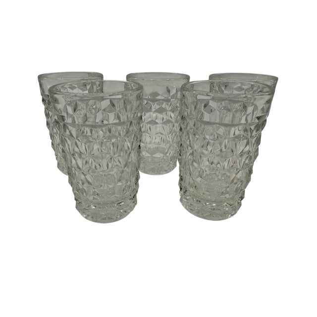 Fostoria American Juice Tumbler 2056 Set of 5 This set of 5 glasses reflect the iconic 2056 pattern by Fostoria. The...