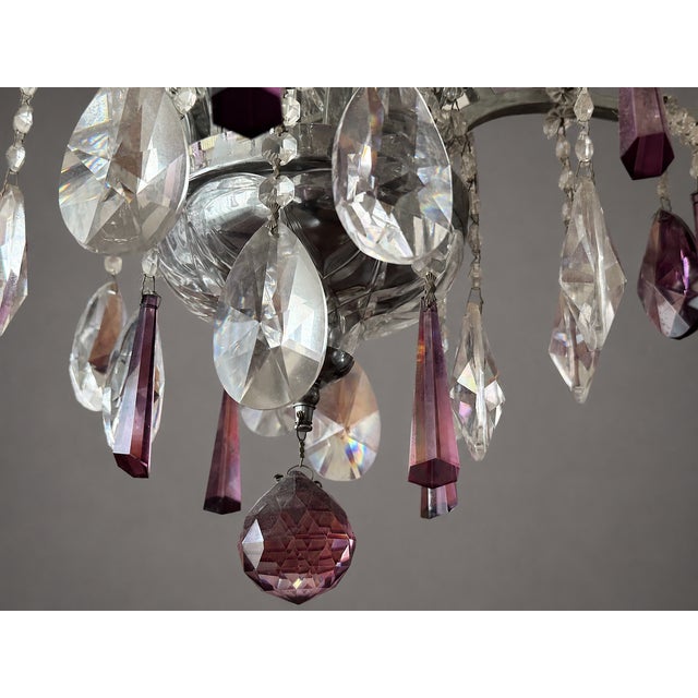 Metal 1990 Artisan Regency Purple Crystal Chandelier - 1 Pc For Sale - Image 7 of 17
