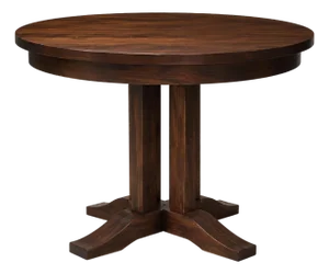 Vintage Solid Hardwood Round Pedestal Breakfast Table in Old Chapel Smoked Walnut