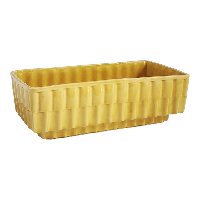 Mid Century Modern Cookson Pottery Yellow Ceramic CachePot For Sale