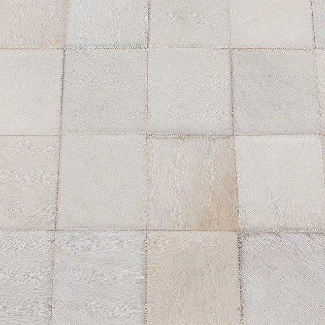 Farmhouse Modern Farmhouse Ivory Hide Patchwork Bench For Sale - Image 3 of 5