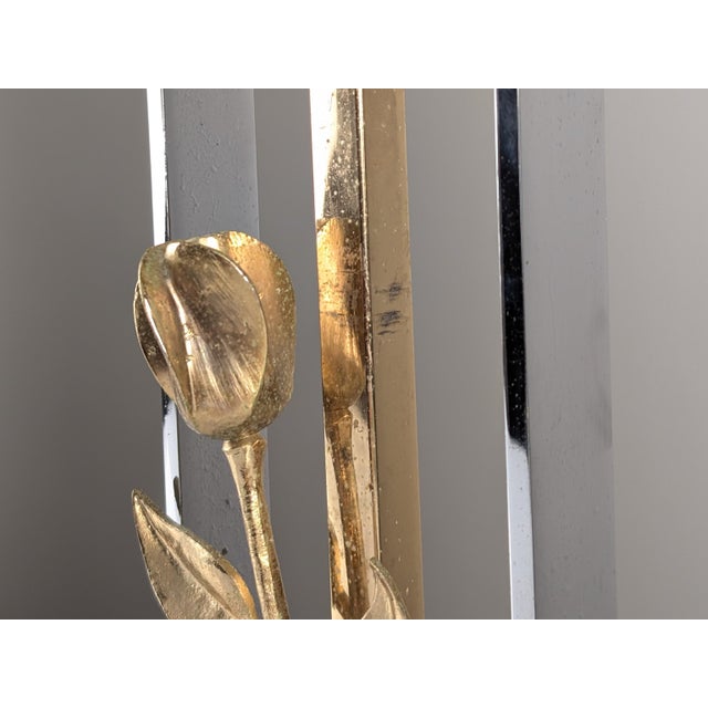 Chrome and Gilt Bronze Rose Table Lamp attributed to Maison Charles, France, 1970s For Sale - Image 11 of 14