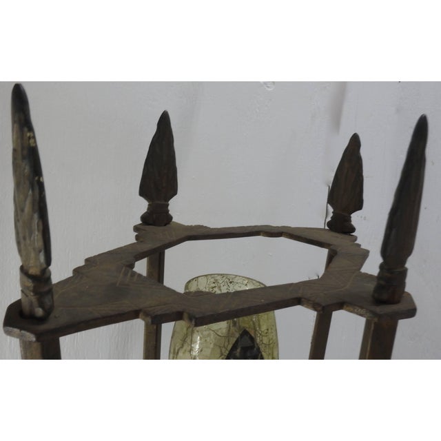 Verona Arrow Bronze Lamp With Crested Globe For Sale - Image 4 of 11