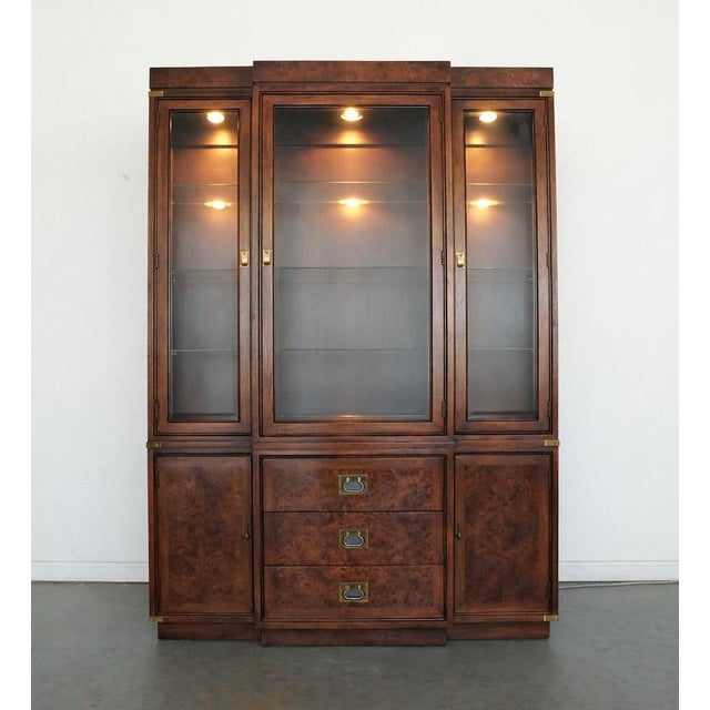 1960s Vintage Hickory Manufacturing Company Burl Wood Cabinet For Sale - Image 5 of 18