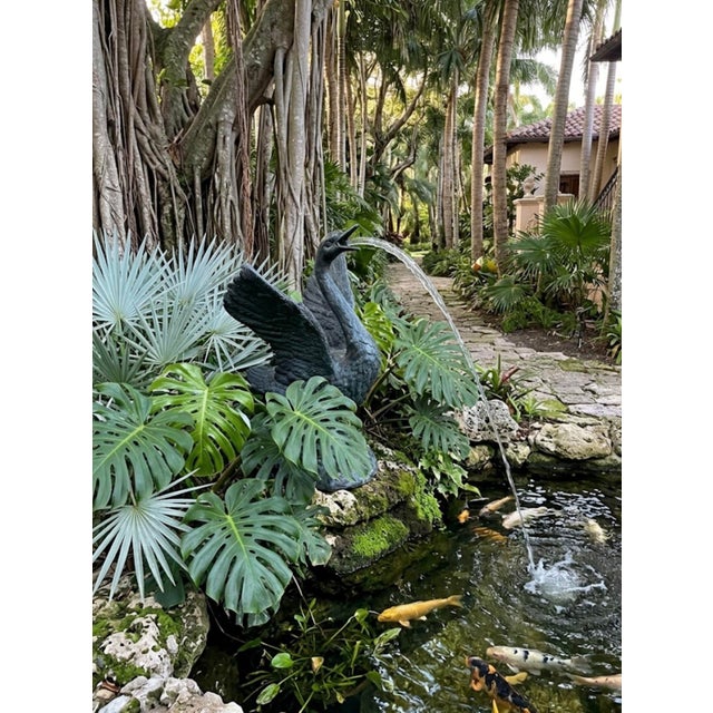 Bronze Vintage Bronze Swan Garden Fountain For Sale - Image 8 of 9