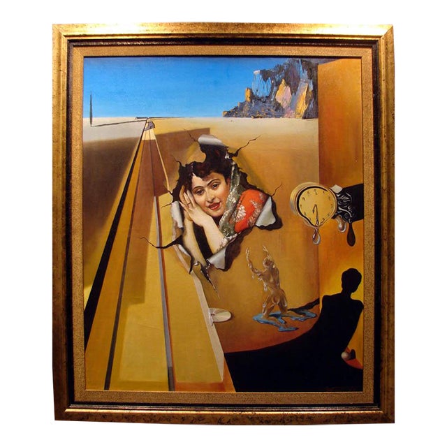 Fazly Untitled Framed Original Clock Oil Painting Hand Signed Fine Art For Sale