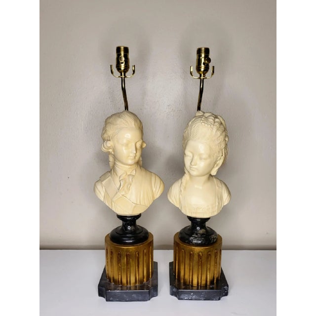This pair of 1960s busts are sophisticated and moody. They are stamped made in Italy and have been fully rewired with...