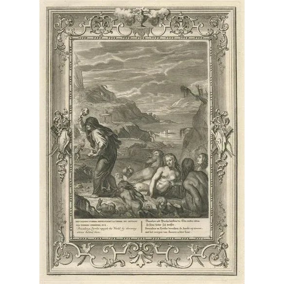 Early 18th Century Picart, Deucalion and Pyrrha of Phthia, Thessaly, Greece, 1733, Engraving For Sale - Image 5 of 5