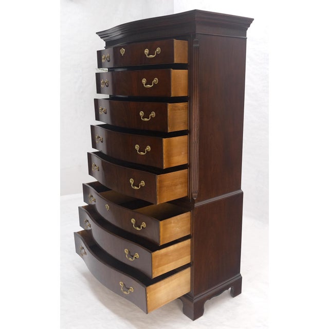 Drexel Mahogany 8 Drawers 6' Tall Brass Pull High Boy Chest Dresser MINT For Sale - Image 10 of 14