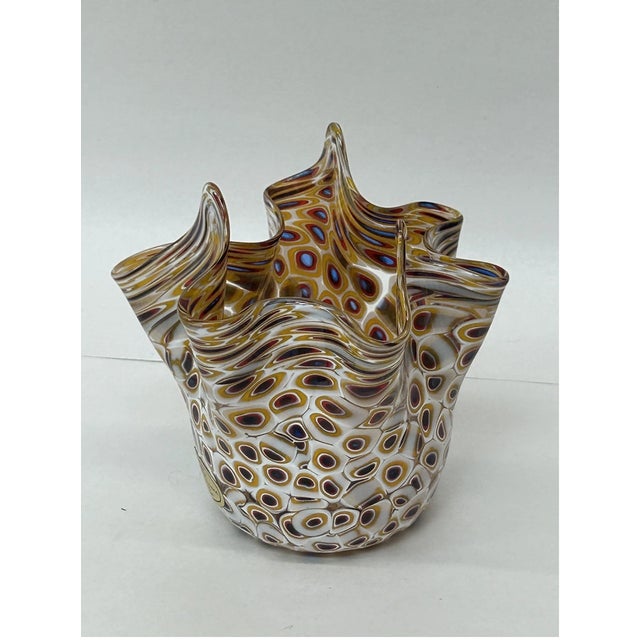 Glass Vintage Murano Glass La Serenissima Millefiori Handkerchief Vase For Sale - Image 7 of 7