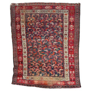 Antique Distressed Malayer Rug, 1890s For Sale