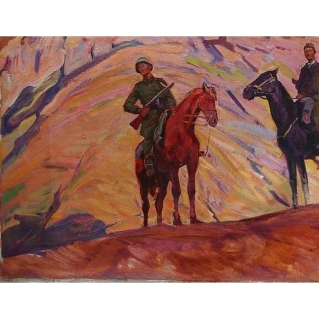 1970s Guerrilla Patrol Oil Painting, Artist, 1979 For Sale - Image 5 of 6