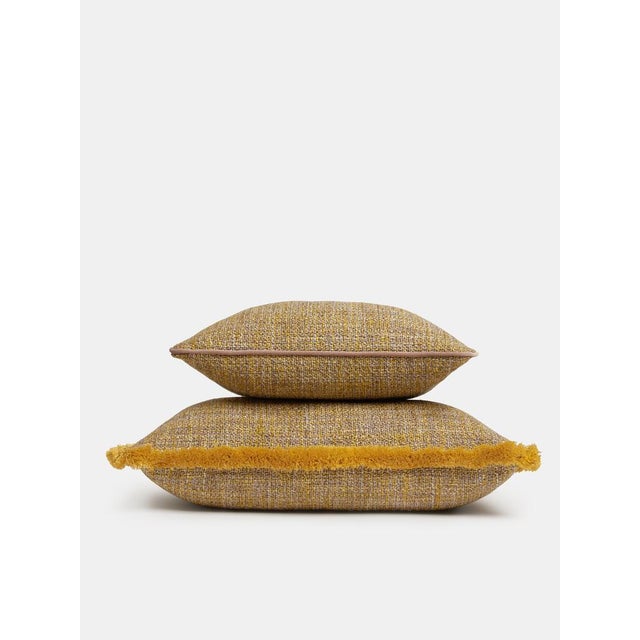 Contemporary Textured Woven Cushion with Velvet Piping by Villa Como For Sale - Image 3 of 6