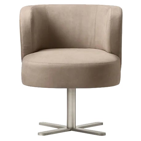 Spritz Swivel Beige Leather Dining Armchair by Lorenza Bozzoli For Sale