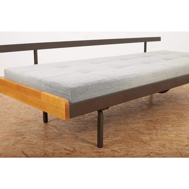 Daybed with Brown Lacquered Metal with Oak Trim Frame, Holland, 1970 For Sale - Image 6 of 11