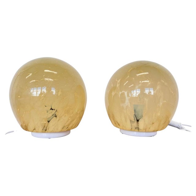White Mid-Century Art Glass Table Lamps, Czechoslovakia, 1980s, Set of 2 For Sale - Image 8 of 8