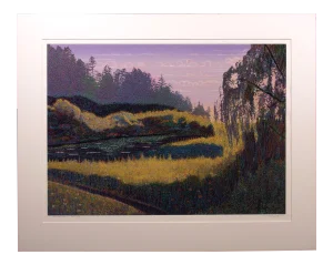 1982 "Woodacre" Pointillism Landscape Serigraph by Marcus Uzilevsky