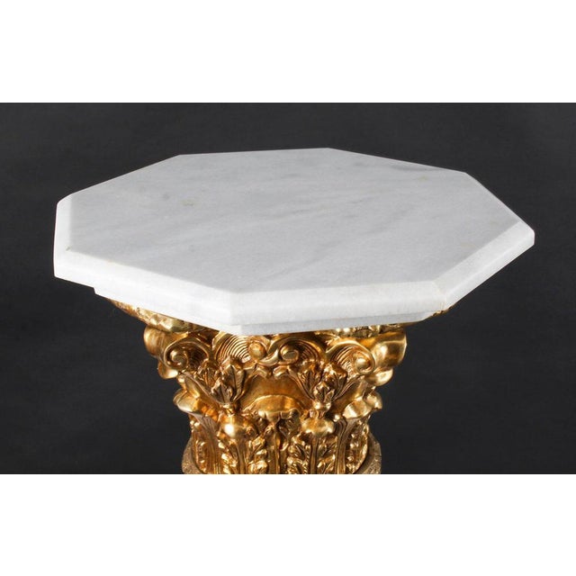 1980s 20th Century White Marble & Ormolu Mounted Pedestals, Set of 2 For Sale - Image 5 of 14
