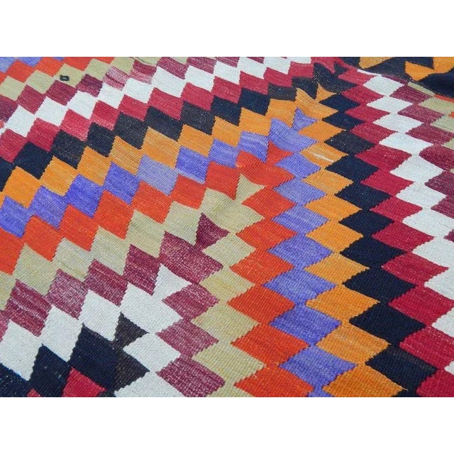 1970s Vintage Handmade Turkish Kilim Runner 4′2″ × 10′9″ For Sale - Image 10 of 12