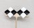1950s square silvertone offset with two sections of square white resin and two sections of square black resin forming a...