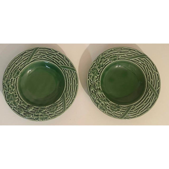 Vintage Bordallo Pinheiro Green Majolica Bowls - Oak Leaf Acorn Pattern - Set of 6 For Sale - Image 9 of 10