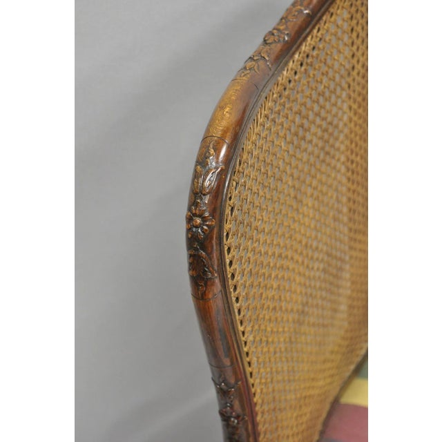 Antique French Country Louis XV Carved Walnut Cane Back Side Chairs - A Pair For Sale - Image 10 of 18