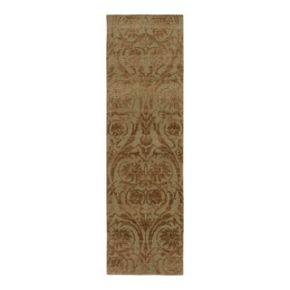 Rug & Kilim’s European Style Runner in Beige With Brown Floral Patterns For Sale