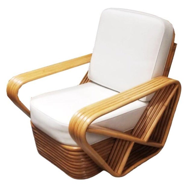 1940s 1940s Restored Rattan Five Strand Square Pretzel Sofa & Lounge Chair, 2 Pieces For Sale - Image 5 of 11