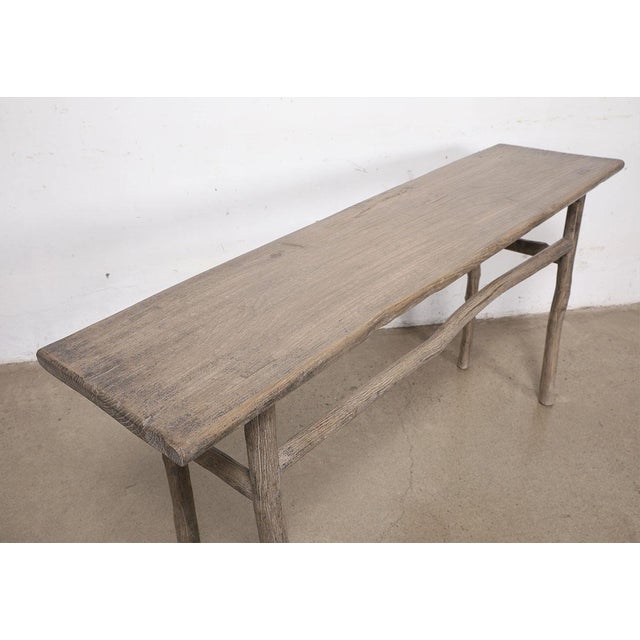 Farmhouse Vintage Rustic Elm Console Table For Sale - Image 3 of 4