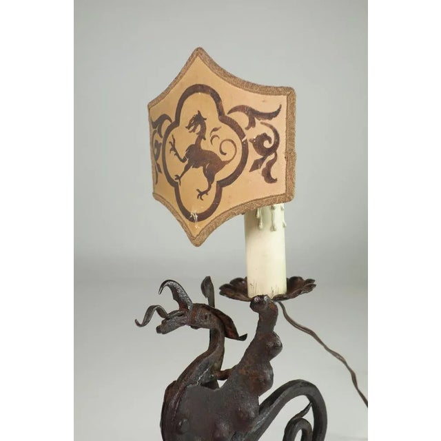 1950s Art Nouveau Wrought Iron Table Lamp, 1950s For Sale - Image 5 of 7
