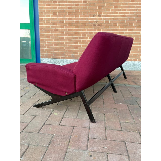 Mid-Century Modern Italian Sofa in Bordeaux Fabric, 1960s For Sale - Image 3 of 18